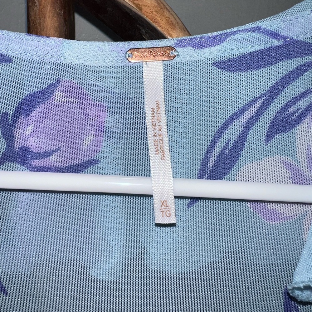 Free People Floral Blouse in Blue and Purple - Picture 3 of 4